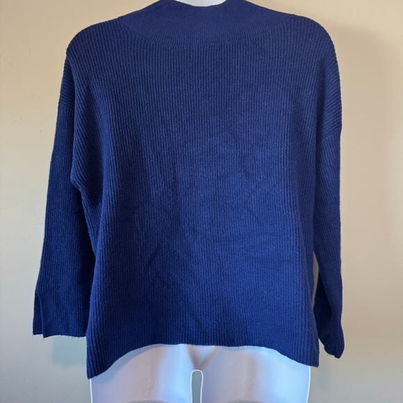 EUC Banana Republic XL Blue Ribbed V-Neck Sweater Tunic Pullover Coastal Grandma - Picture 6 of 9